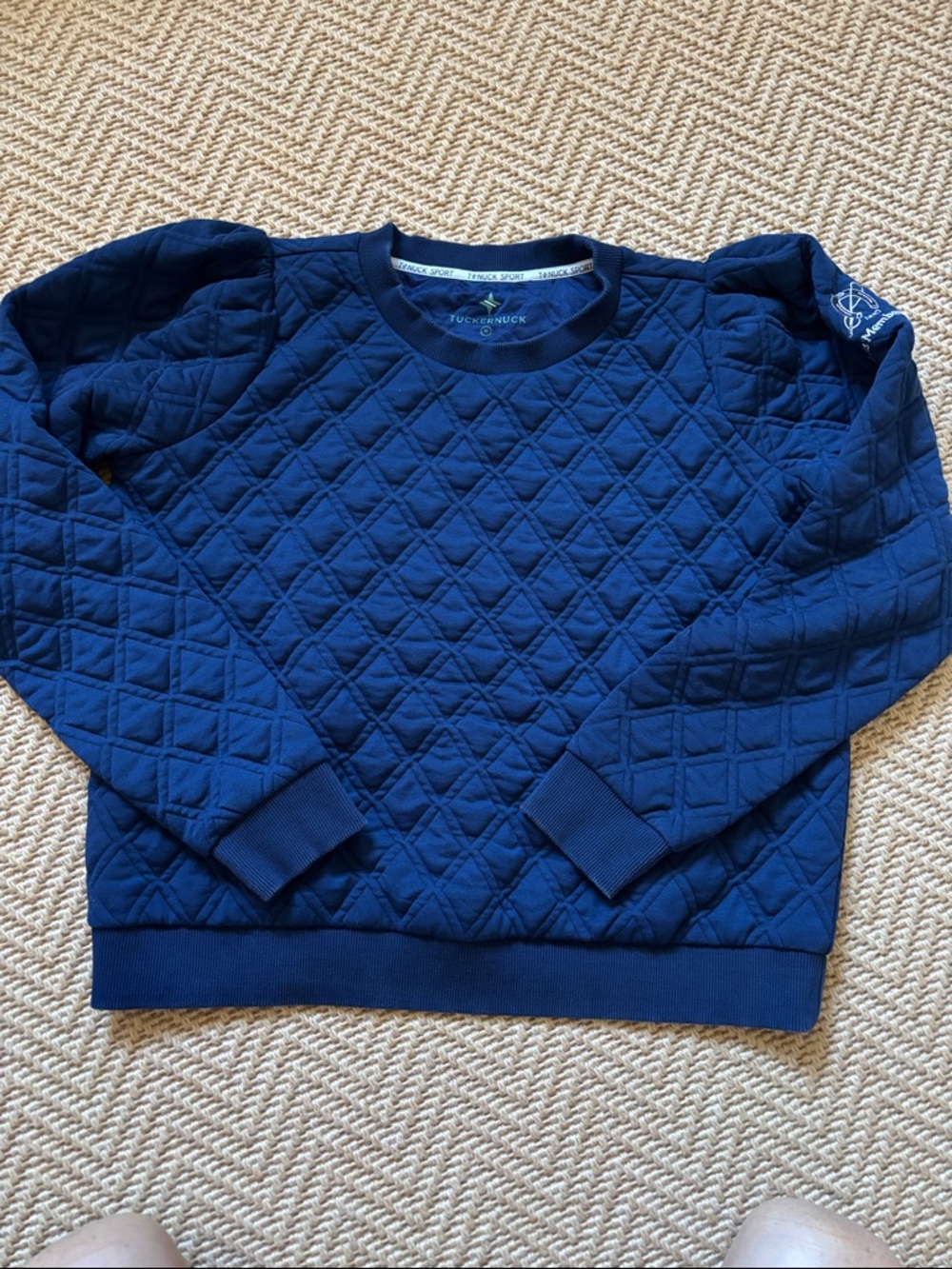Quilted Navy Tuckernuck Crewneck Sweater/sweatshirt